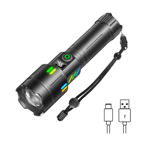 LED Emergency Handheld Flashlight,  Adjustable Focus, Water Resistant with 5 Modes, Best Tactical Torch for Hurricane, Camping, Dog Walking