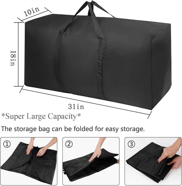 Extra Large Moving Bags with Strong Zippers & Carrying Handles, Storage Bags Storage Totes for Clothes, Moving Supplies, Space Saving Oversized Storage Bag Organizer for Moving, Traveling - Image 2